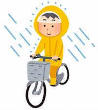 かっぱを着て自転車に乗る人のイラスト | かわいいフリー素材集 いらすとや